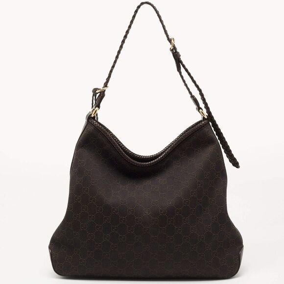 GUCCI Brown Monogram GG Web Marrakech Hobo Shoulder Bag Dollar Disco - Picture 6 of 15